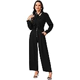 Love Welove Fashion Women's Dressy Jumpsuits Rompers Formal Wide Leg Long Sleeve Pant Suit Outfits