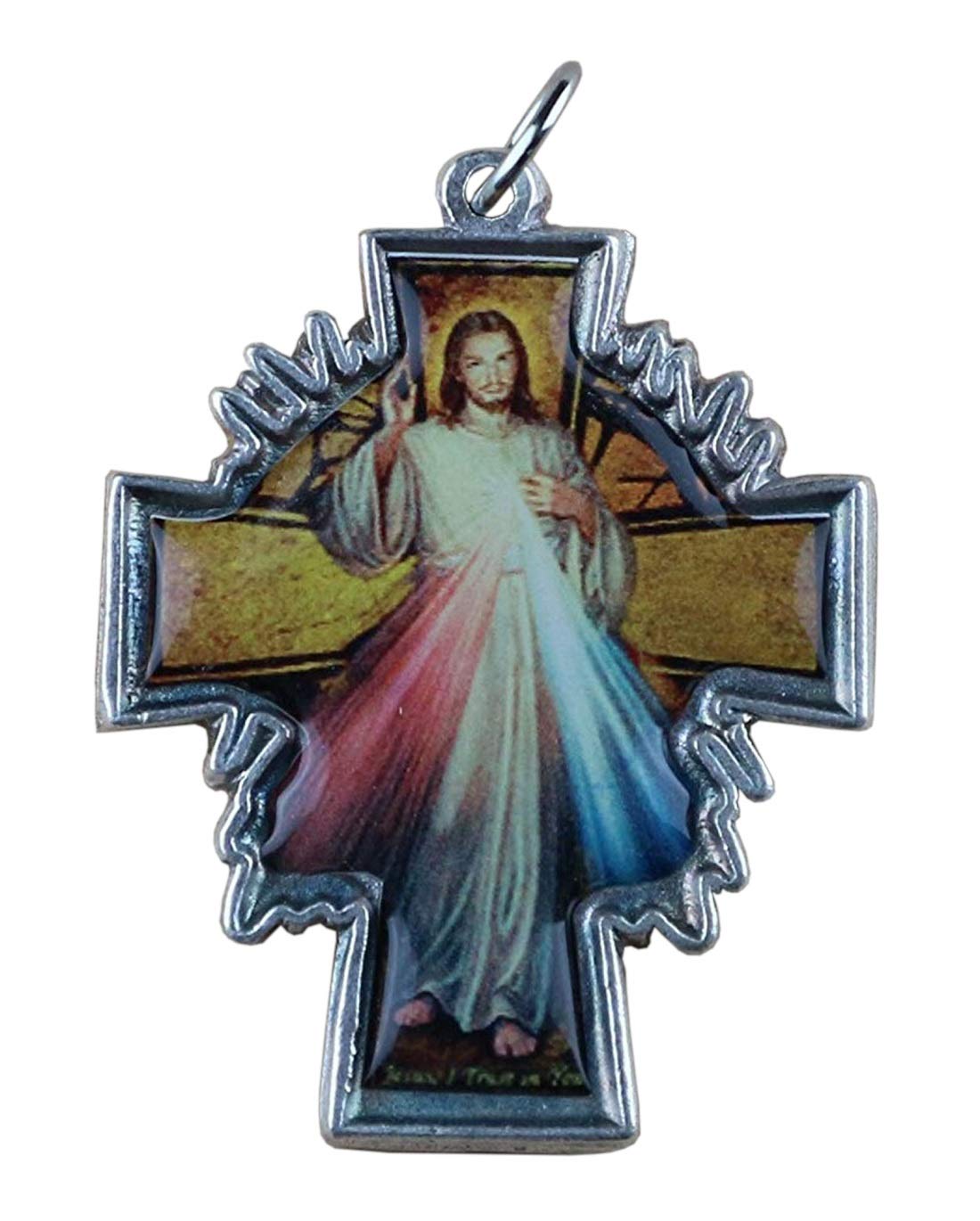 Eurofusioni Silver Plated Merciful Jesus Crucifix Pendant