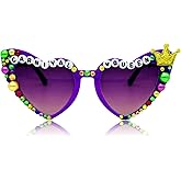 INLOLLY MardyGrass Glasses, Handmade Carnival Mask for Women, Festival Accessories for Colorful Party Outfits, Party Favors