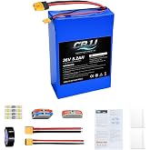 CASFROM Replacement Battery | 36V 5.2Ah 187.2Wh |10S2P 26A Continuous Output |XT60 Discharge + XT30 Charge |6-in-1 BMS Safety | Full Install Kit + Adapters