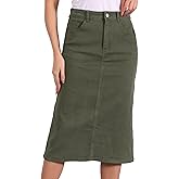 Allegra K Casual Denim Skirt for Women's High Waist Split Back Pockets Midi Jean Skirts