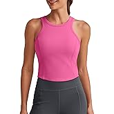 G4Free Barefeel Built in Bra Workout Tops for Women Removable Pads Longline Sport Bras Racerback Athletic Tank Yoga Gym