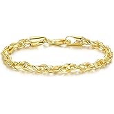 OR OLD RUBIN Gold Bracelets for Women 14K Gold Bracelet Dainty Bracelets for Womens Braided Chain Bracelet for Women Men 6.5/7/7.5/8/9in