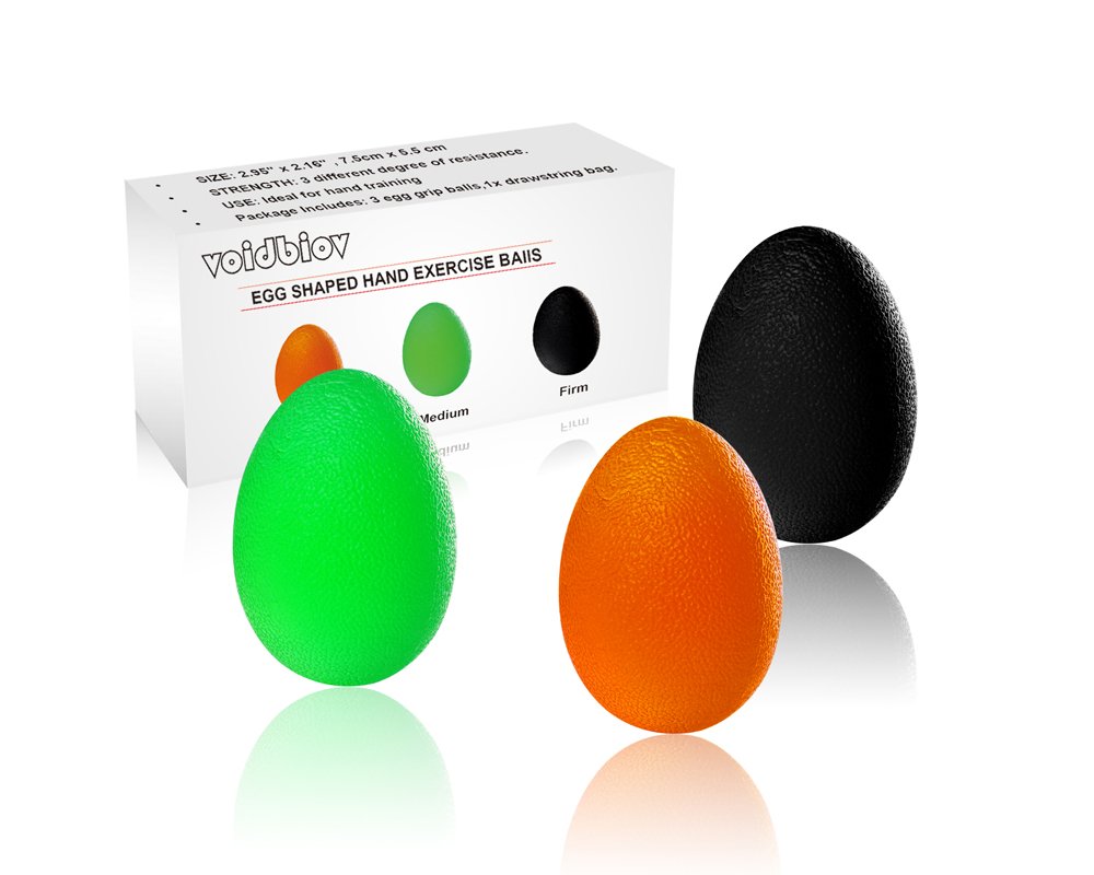 voidbiov Hand Squeeze Stress Balls Set with Carry Bag- 3 Resistance, Finger Wrist Arthritis Therapy Rehab Exerciser, Carpal tunnel, Stroke Rehabilitation Equipment