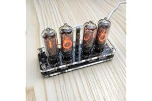 BlesConi in-8 4-Digit Nixie Tube Desktop Clock with LED Backlight and Remote Control, USB Powered, No Soldering Required