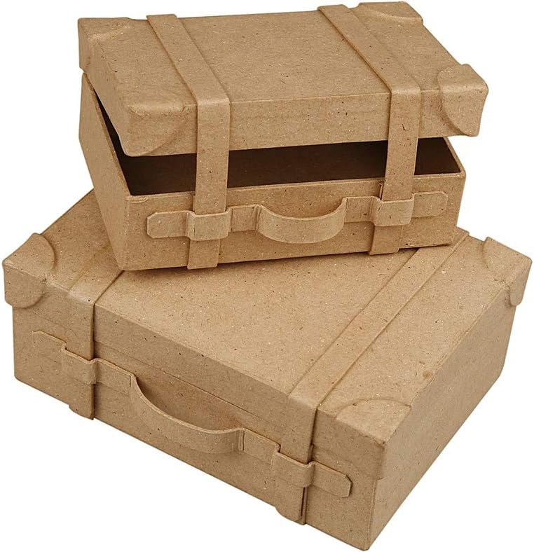 formas de papel maché 2 Mini hecho a mano maletas de papel maché para  decorar Costura y manualidades Hogar y cocina futakuchi-hakata.com