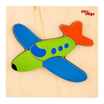 Eduedge Airplane Puzzle. Made from High Quality Wood AMD Wood Composite.  Coated with Safe Paints for Children.  Smooth Edges and Corners