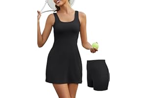 Becotal Womens Tennis Dress with Separate Shorts and Bra Athletic Workout Exercise Golf Dress Scoop Neck Mini Dress Summer