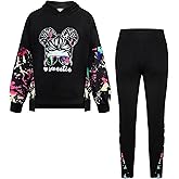 Seanrui Girls Size 8 Clothes Fall Outfits 2 Piece Sweatsuit Black Camo Hoodie and Black Leggings with Pockets