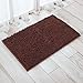 VDOMUS Microfiber Bathroom Contour Rugs Combo, Set of 2 Soft Shaggy Non Slip Bath Shower Mat and U-shaped Toilet Floor Rug - Brown