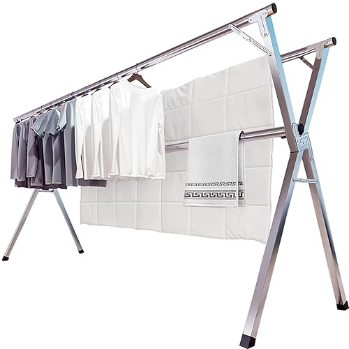 JAUREE 78 Inches Clothes Drying Rack, Stainless Steel Garment Rack