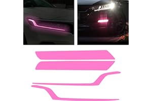 TOMALL 2 Pair Headlight Fog Light Vinyl Films Smoke Tint Compatible with Honda 10th Gen Accord 2018-2023 Light Transmission Tint Wrap Exterior Self-Adhesive Sticker Decorations Trim (Pink)