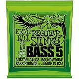 Ernie Ball 5-String Regular Slinky Nickel Wound Bass Guitar Strings, 45-130 Gauge (P02836)