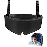 Rwotlls Travel Pillows for Airplanes, Airplane Head Strap with Silk Eye Mask for Sleeping, Long Flights & Car Road Trips 360°Headrest Neck Support, Stops Bobbing, Small & Compact(Black)