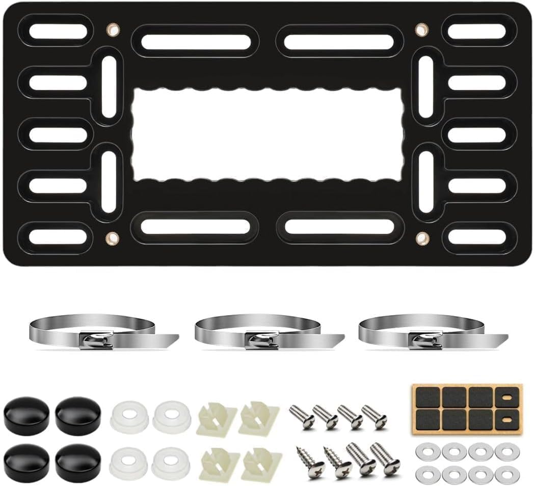 Photo 1 of XCLPF Front License Plate Bracket,No Drill Front License Plate Holder,Front License Plate mounting kit,Universal Bumper Car Frame Mount Adapter with Stainless Steel Screw Cap,Cable Ties