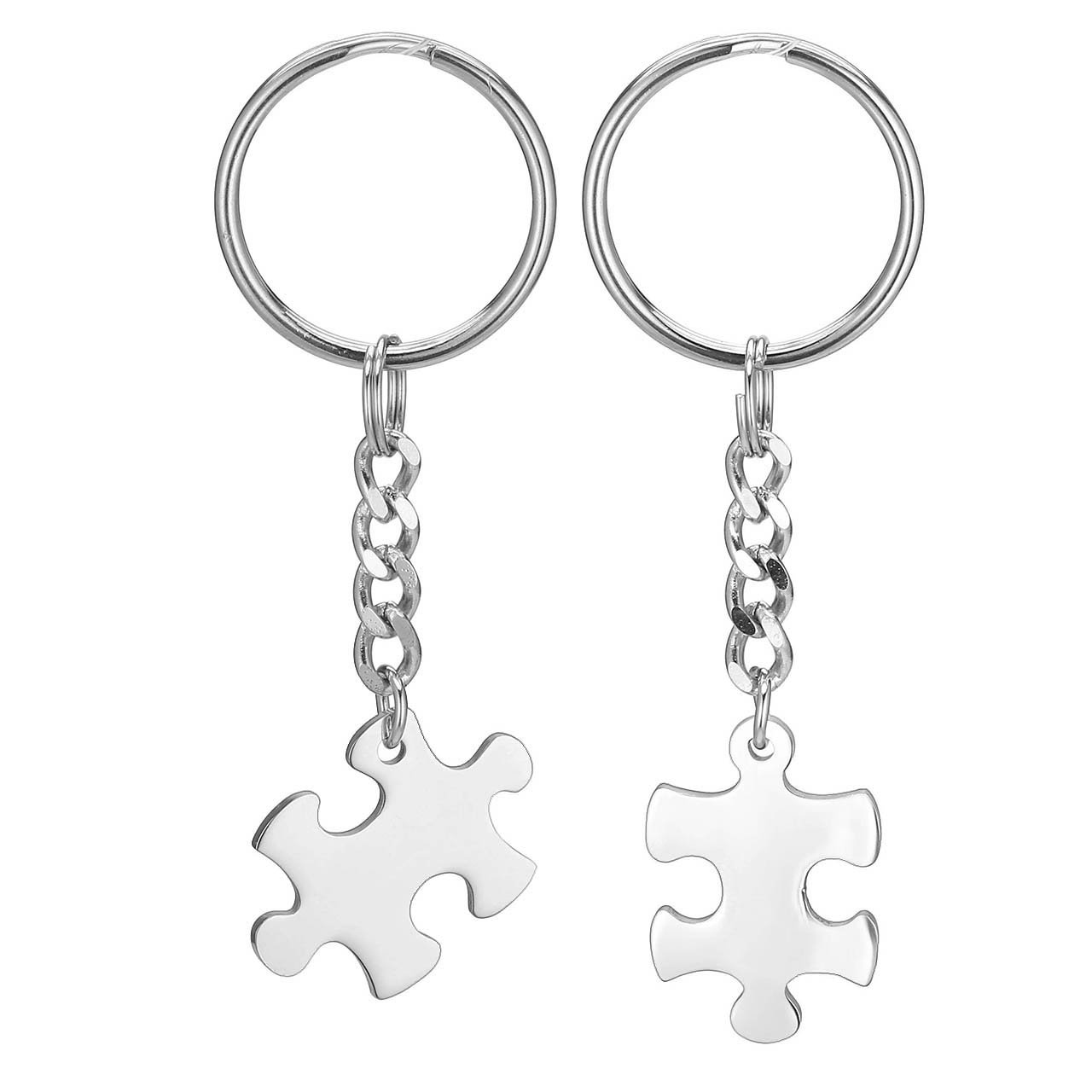 Jovivi 2pcs Men Womens Stainless Steel Puzzle Couple keyrings Keychains for Lover Couples Friends Friendship Gifts for Birthday Valentine's Day Anniversary