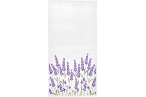 Naanle Beautiful Purple Lavender Flowers Soft Highly Absorbent Guest Large Home Decorative Hand Towels Multipurpose for Bathroom, Hotel, Gym and Spa (16 x 30 Inches,White)