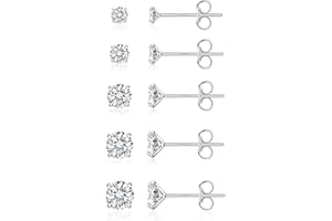 PRETOLE Sterling Silver Stud Earrings, Sterling Silver Earrings 925 Silver Diamond Stud Earrings Hypoallergenic White Gold Pl
