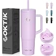 COKTIK 24oz Tumbler With Straw & Flip Lid - Insulated Stainless Steel Travel Mug For Cold & Hot Drinks (Bay Leaf Green) | Cup Holder Friendly