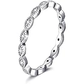 OLIVIASO Women 925 Sterling Silver Rings, Stackable Wedding Bands Rings for Women, Women's Eternity Rings, Marquise CZ Promise Rings for Her Size 5-10