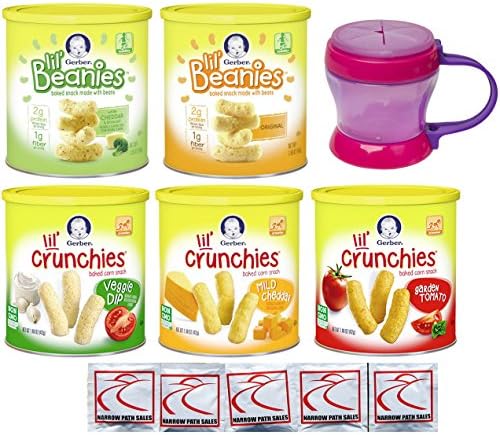 Gerber Graduates Lil Crunchies Variety Pack with Carrying Cup - Bundle of 5 Flavors