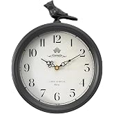 Menterry Cardinal Bird-Themed Vintage Small Wall Clock, Antique Black Round | Battery Operated Silent Decorative Wall Clocks for Farmhouse,Bathroom,Bedroom,Sympathy Gift (10" H x 7.7" W)