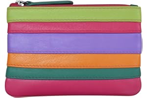 ili New York Mini Leather Coin Purse, Compact Design with Key Ring and RFID Protection for Women and Men in Vibrant Colors, Palm Beach