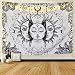 Sevenstars Sun and Moon Tapestry Black and White Tapestry Psychedelic Fractal Faces Tapestry Wall Hanging, Durable Easy to Hanging Machine Washable (White, 51.2 x 59.1 inches) primary