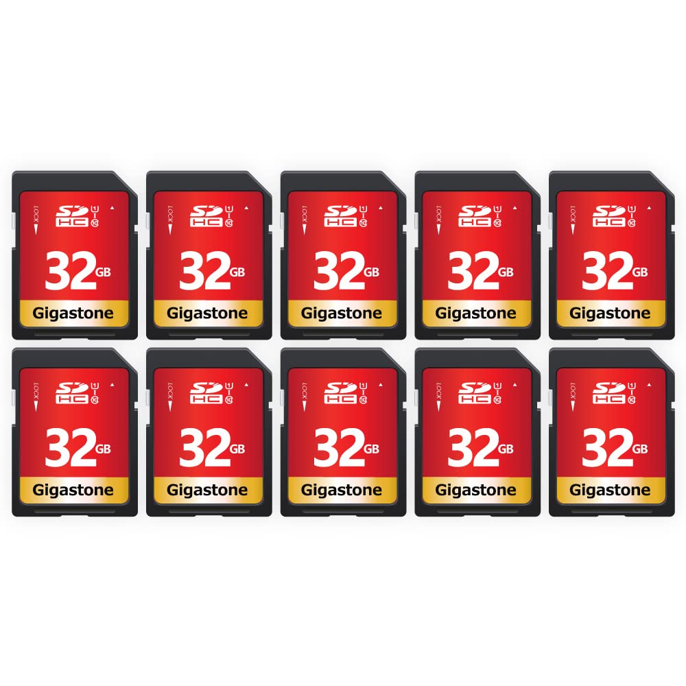 GIGASTONE 32GB 10 Pack SD Card UHS-I U1 Class 10 SDHC Memory Card High-Speed Full HD Video Canon Nikon Sony Pentax Kodak Olympus Panasonic Digital Camera, with 10 Mini Cases