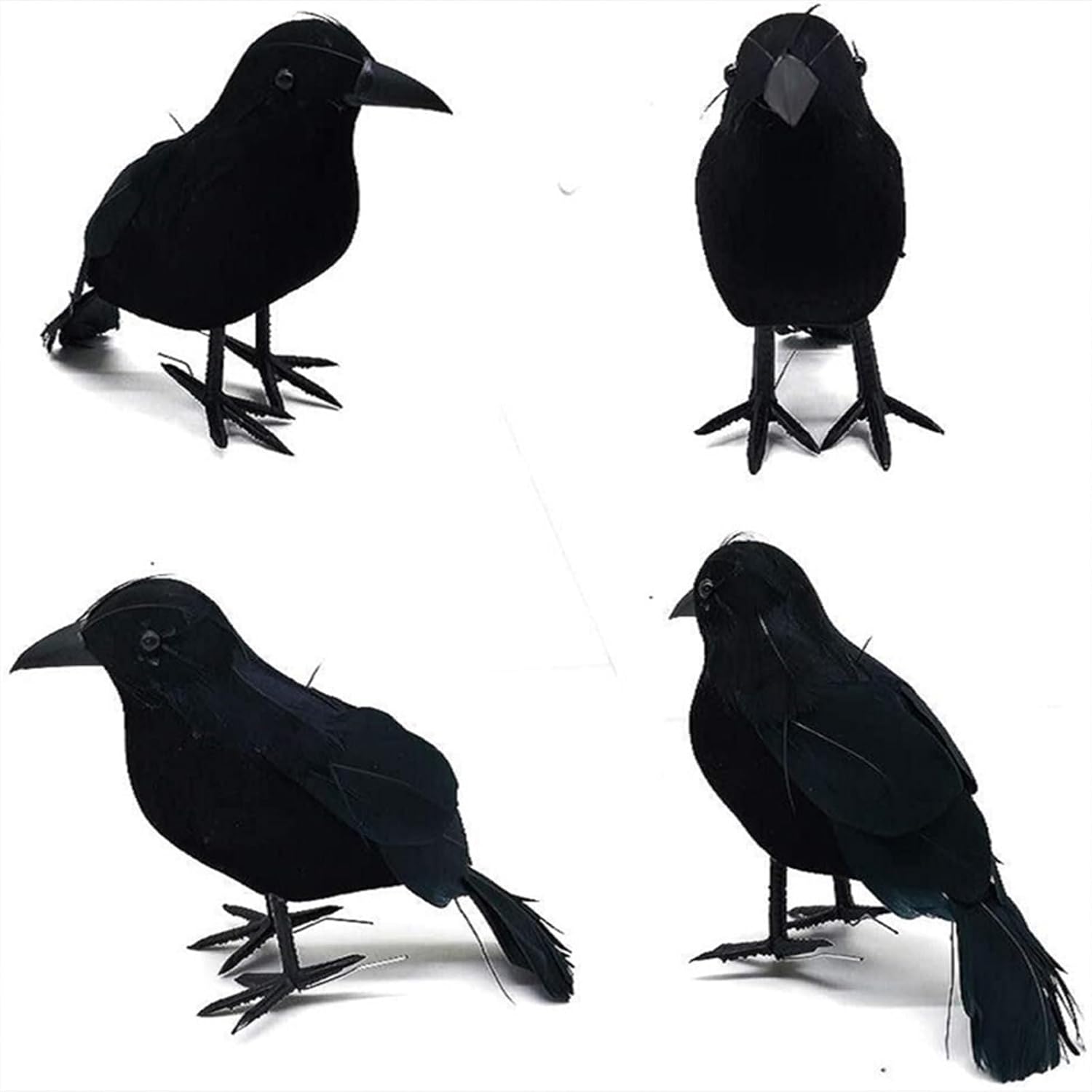Holiday Décor Storage - Comelodiant Realistic Feathered Crows 4 PCS Lifesize Black Flying Birds Halloween Black Birds Raven Prop Halloween Crows Statue Artificial for Halloween Home Outdoor Scary Raven Decoration