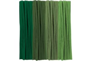 PYRISUU Green Pipe Cleaners, 200 Pieces Chenille Stems Craft, 12 inch Long Fluffy Pipe Cleaners for Creative DIY Art Craft Projects, Home Decoration Supplies (6 mm x 30 cm, Green Series-4 Colors)