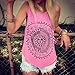 Tloowy Women Casual Tank Tops Sleeveless Shirt Sun Printed Vest Tee T-Shirt Plus Size Summer Blouse (Hot Pink, XXXL)