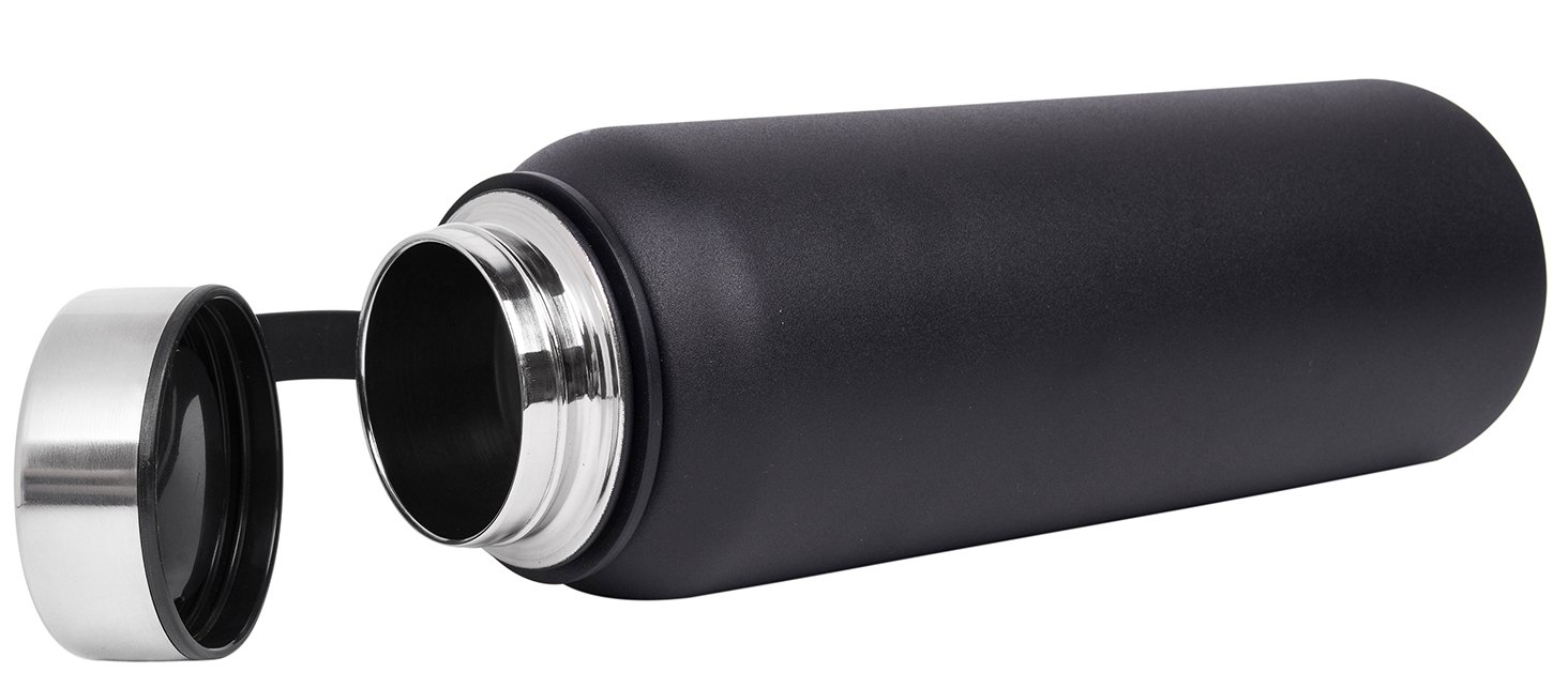 Stainless Steel Insulated Water Bottle - Wide Mouth Leak Proof Vacuum Outdoors Coffee Mug - Ice Cold Up to 24 Hrs / Hot 13 Hrs Double Walled Flask - Laser Marking