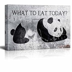 Canvas Wall Art - Panda Pondering What to Eat Today - Gallery Wrap Modern Home Art | Ready to Hang - 12x18 inches