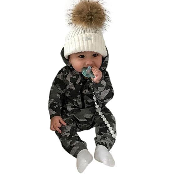 Baby Jungen Mädchen Camouflage Print Kapuzen-Overall Overall Kleidung Outfits Xinantime
