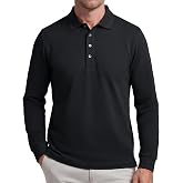 M MAELREG Golf Shirts for Men Dry Fit Moisture Wicking Collared Polo Shirts | Stretch, Breathable, UPF 50+, 4 Button Plackets, Cotton Long Sleeve Polo Golf Shirts for Men