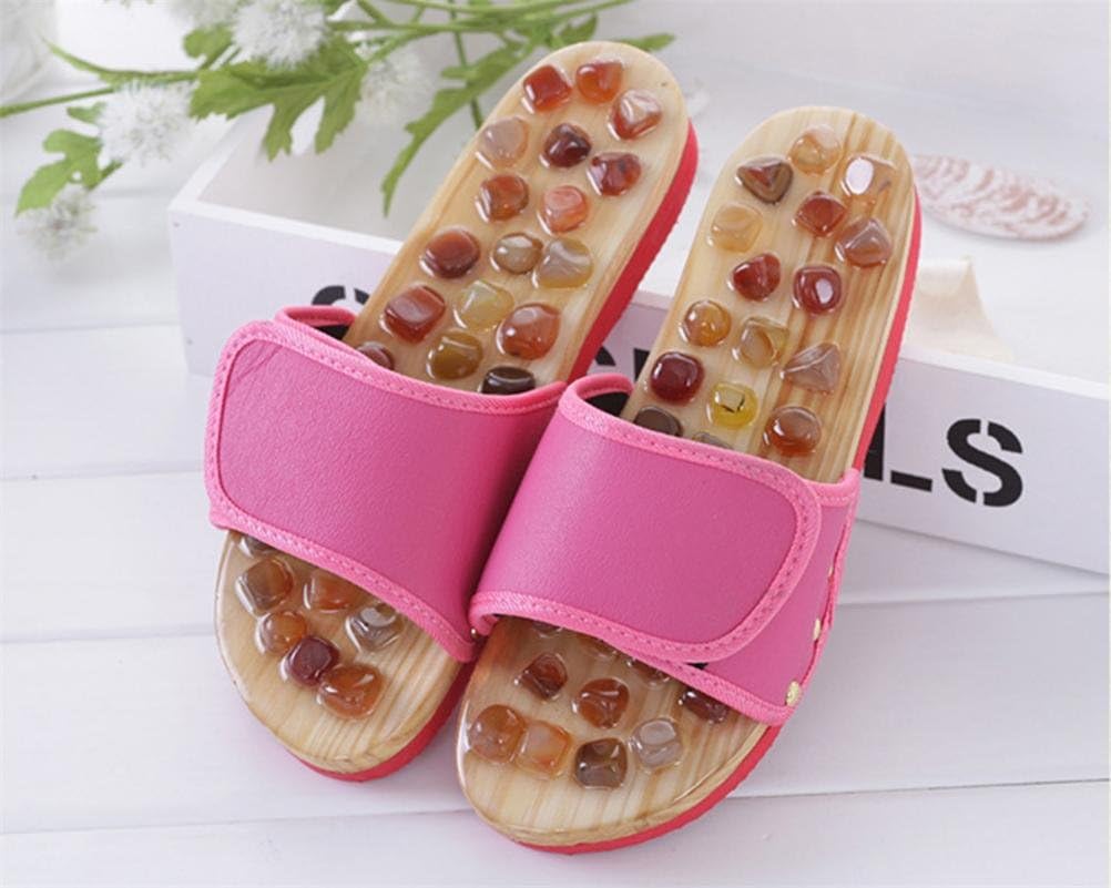 MHGAO Lady massage slippers, casual foot natural stone massage slippers
