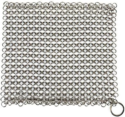 LoveisCool Cast Iron Cleaner - XXL 8’’x8’’ 316 Grade Stainless Steel Chainmail Scrubber