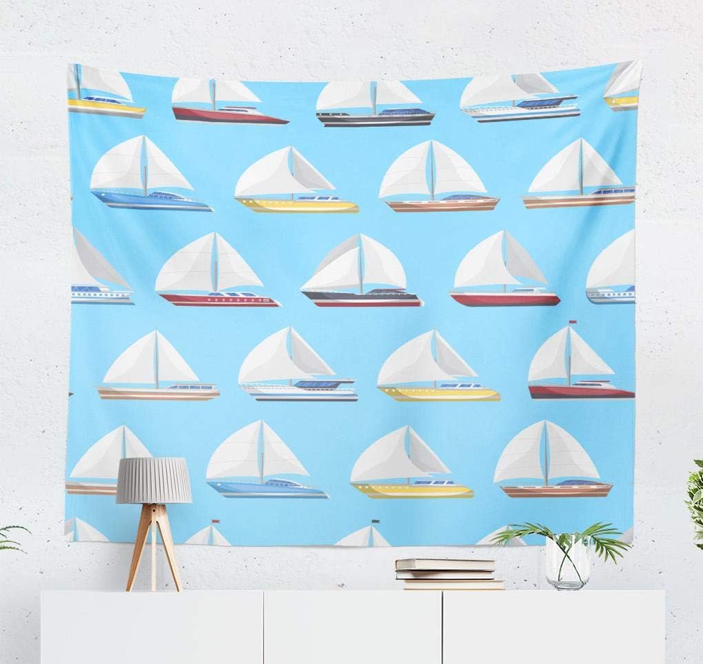 Deronge Sailboat Tapestry, Sea Sail Luxury and Blue Marine