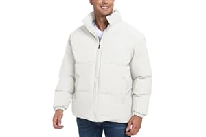 IBIH Mens Padded Jacket,Stand Collar Windproof Down Jacket,Full Zipper Outerwear Puffer Coat