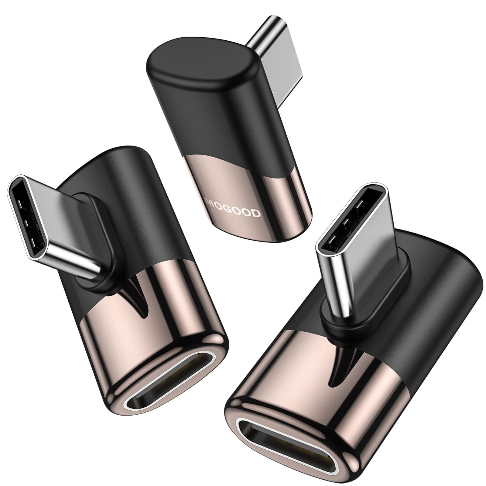 MOGOOD USB C Right Angle Adapter 3 Pack - USB C Male to C Female, High Speed Data Transfer, Compatible with Steam Deck, MacBook Pro, iPad Pro, Nintendo Switch — image 1
