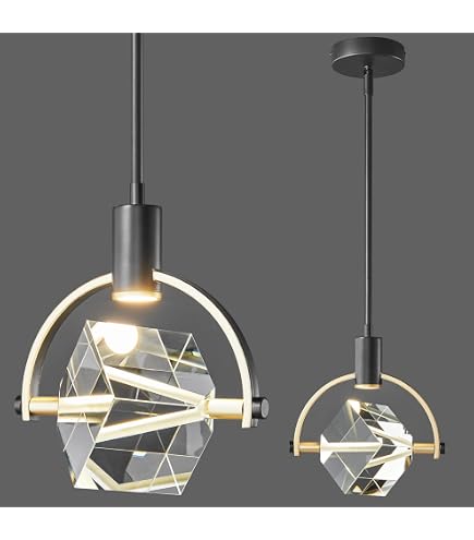 Q&S Modern Crystal Chandelier Chrome Pendant Light 6 Lights For Dining-696401