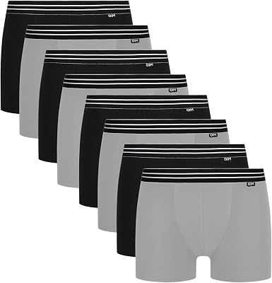 Boxer da uomo set da 8 | Cotone Ecodim Stretch Confortevole | Vestibilità quotidiana | Vita classica