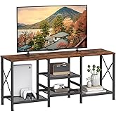 JARHETUN TV Stand for 55 Inch TV, Entertainment Center with 3-Tier Open Shelves, TV Console Table for Living Room, Bedroom, Rustic Brown