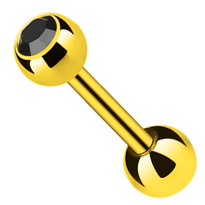 Piersando Tragus Helix Ohr Piercing Cartilage Knorpel Stab Stecker 316 L Chirurgenstahl mit Kristall Kugel Gold