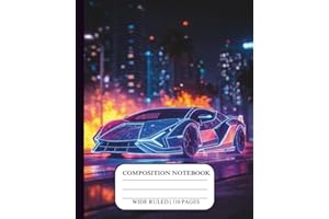 Composition Notebook Wide Ruled Boys Sports Car Lined Journal for Kids and Teens Creative Writing Gifts School Notebook 110 Pages Fun Gift for Boys ... Red Speed Trail Flames Exotic Race Car