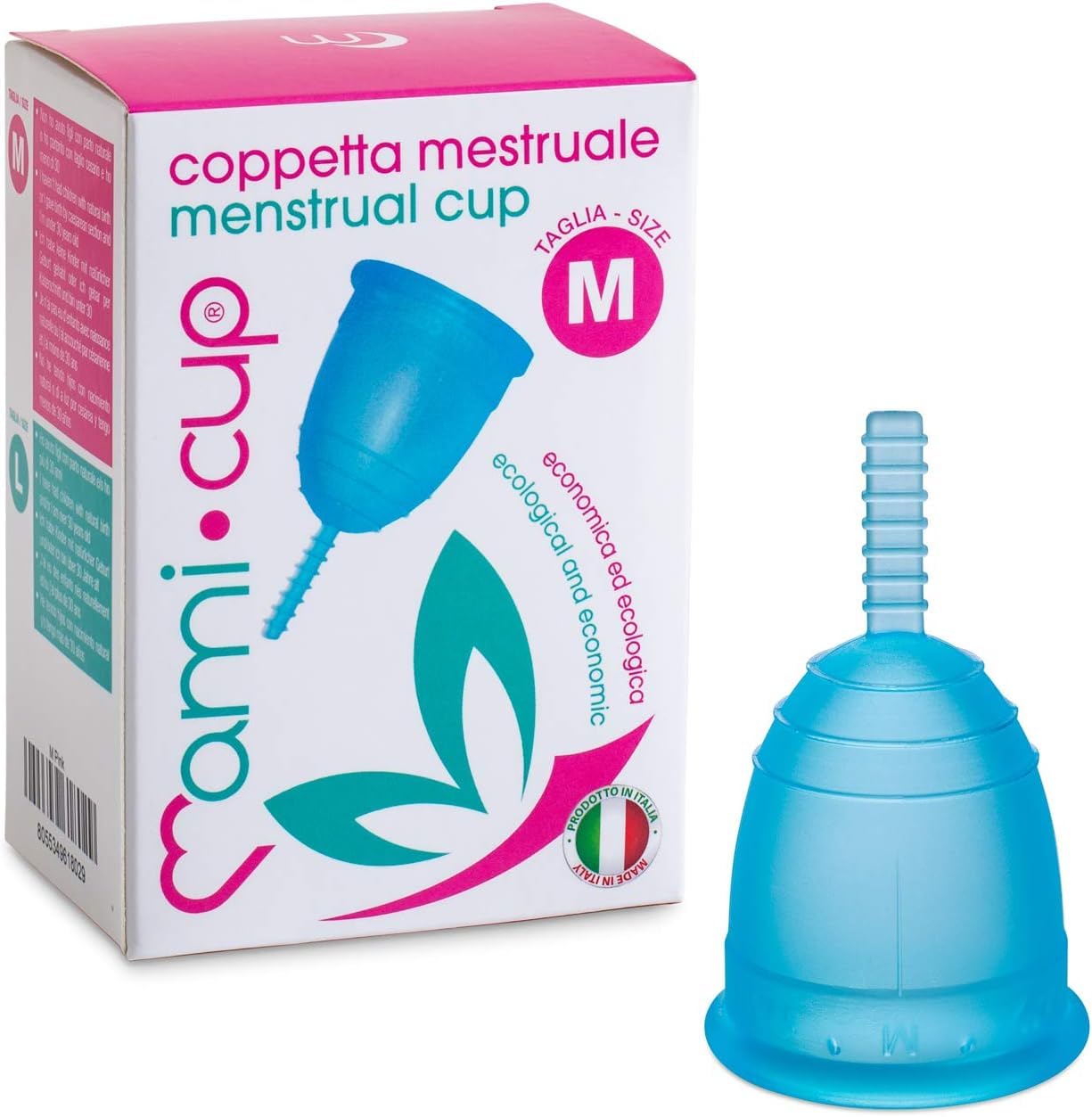 Mamicup® Mentrual Cup (Turquoise, M) Soft, Flexible, Reusable Medical-Grade Silicone- Most Comfortable Period Cup