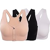 ohlyah Women's Zipper Front Closure Sports Bra Racerback Yoga Bras