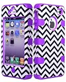 JUSTING@Black & White Chevron Pattern Hybrid Hard Shell Case for Iphone 4/4S with Free Screen Protector+Stylus Pen (purple)