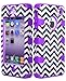 JUSTING@Black & White Chevron Pattern Hybrid Hard Shell Case for Iphone 4/4S with Free Screen Protector+Stylus Pen (purple)